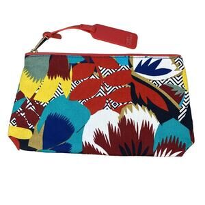 Estee Lauder Red Riviera Maya Tropical Floral Kitty McCall Zipper Make-Up Bag